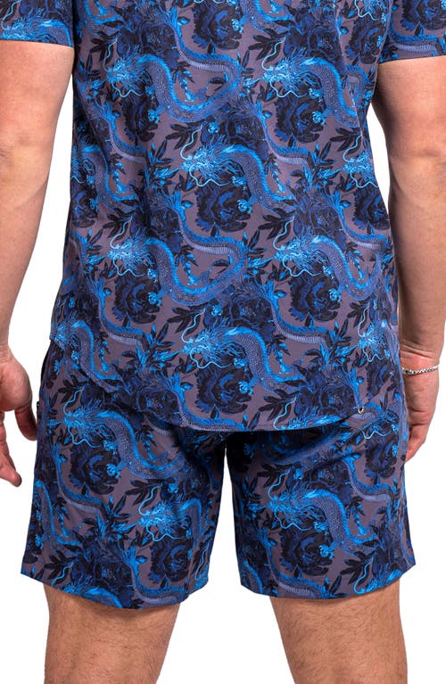 Maceoo Liondragon Blue Swim Trunks In Blue