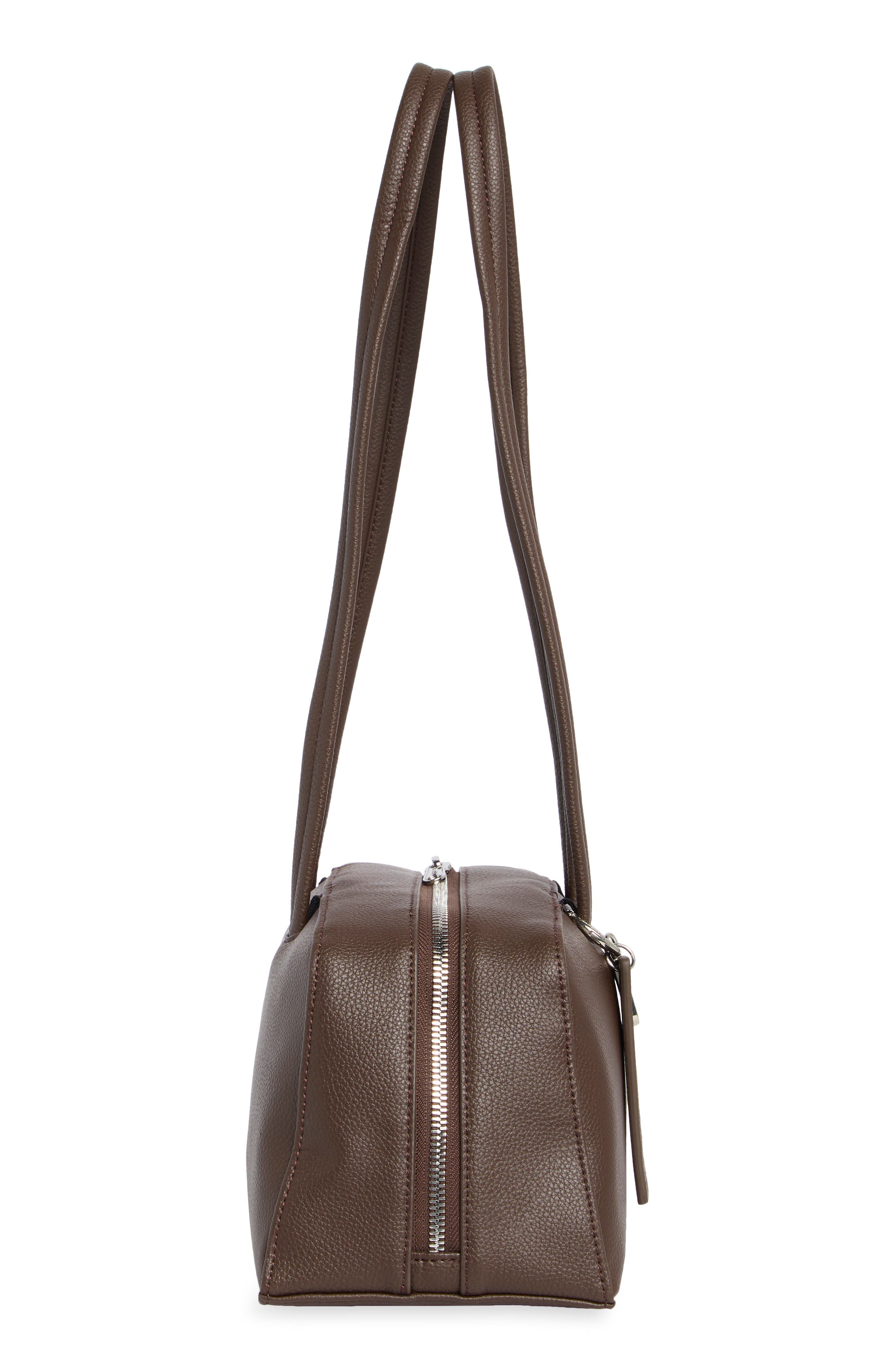 Recycled Leather Bowler Bag, Alternate, color, BROWN