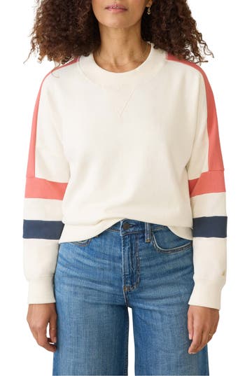 Faherty High Standard Varsity Organic Pima Cotton Blend Sweatshirt In White