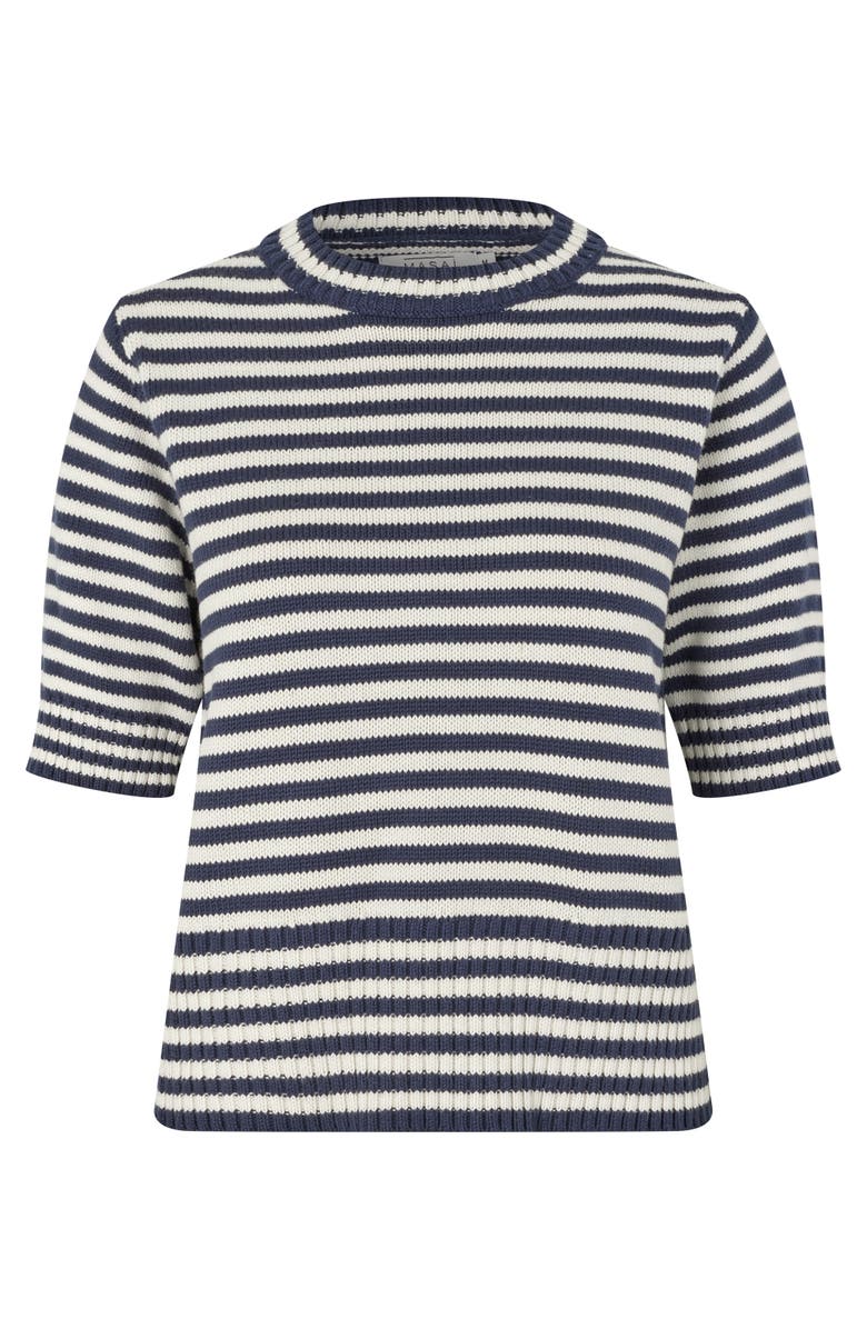 Masai Copenhagen MaFaeleen Striped Short Sleeve Sweater, Alternate, color, Navy Blazer