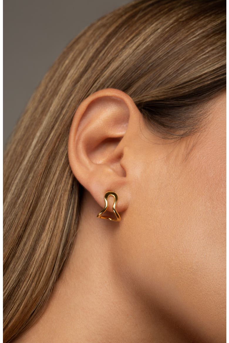 Conchi huggie earrings, Alternate, color, GOLD PLATE