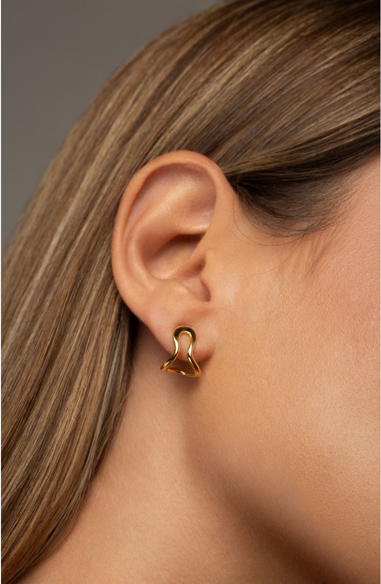 PIERETTI Conchi huggie earrings, Alternate, color, Gold Plate