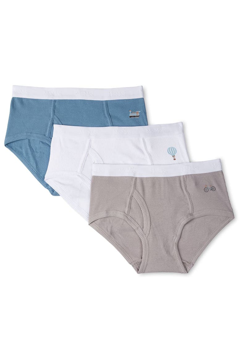 3 Pair Pack On The Move Ribbed Briefs, Main, color, Gray White Blue