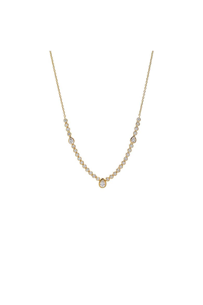 Lab Grown Diamond Bezel Pear Center Tennis Necklace, Main, color, Gold