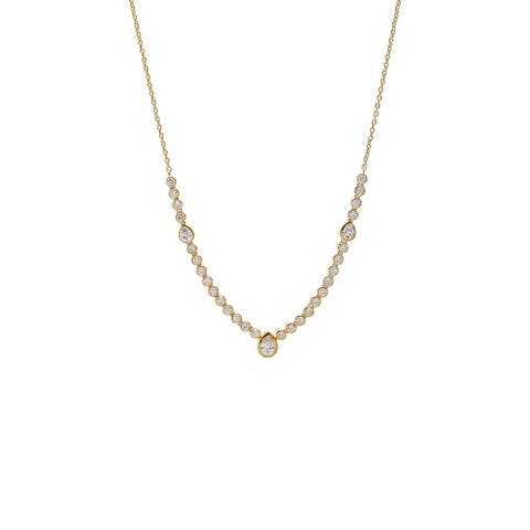Lab Grown Diamond Bezel Pear Center Tennis Necklace