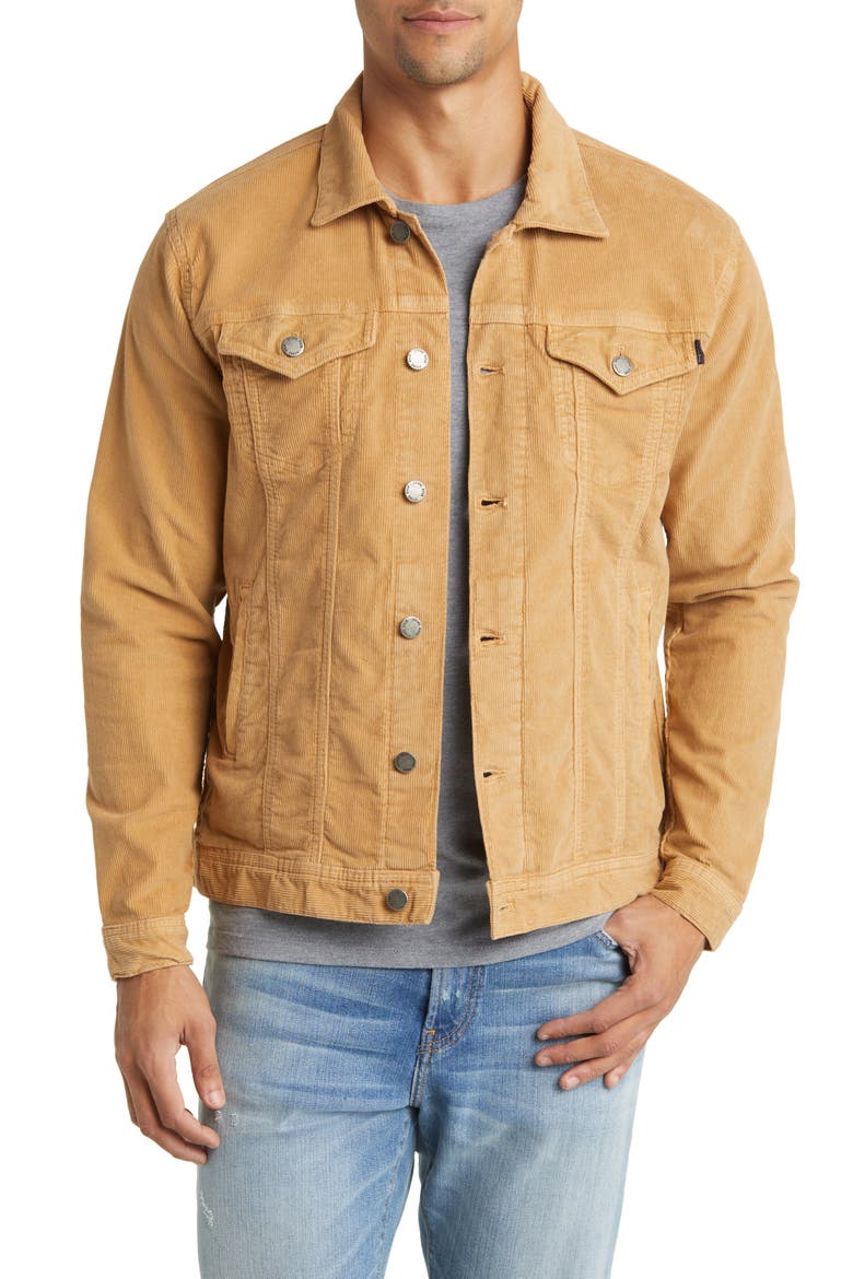 Stretch Corduroy Trucker Jacket, Main, color, BROWN