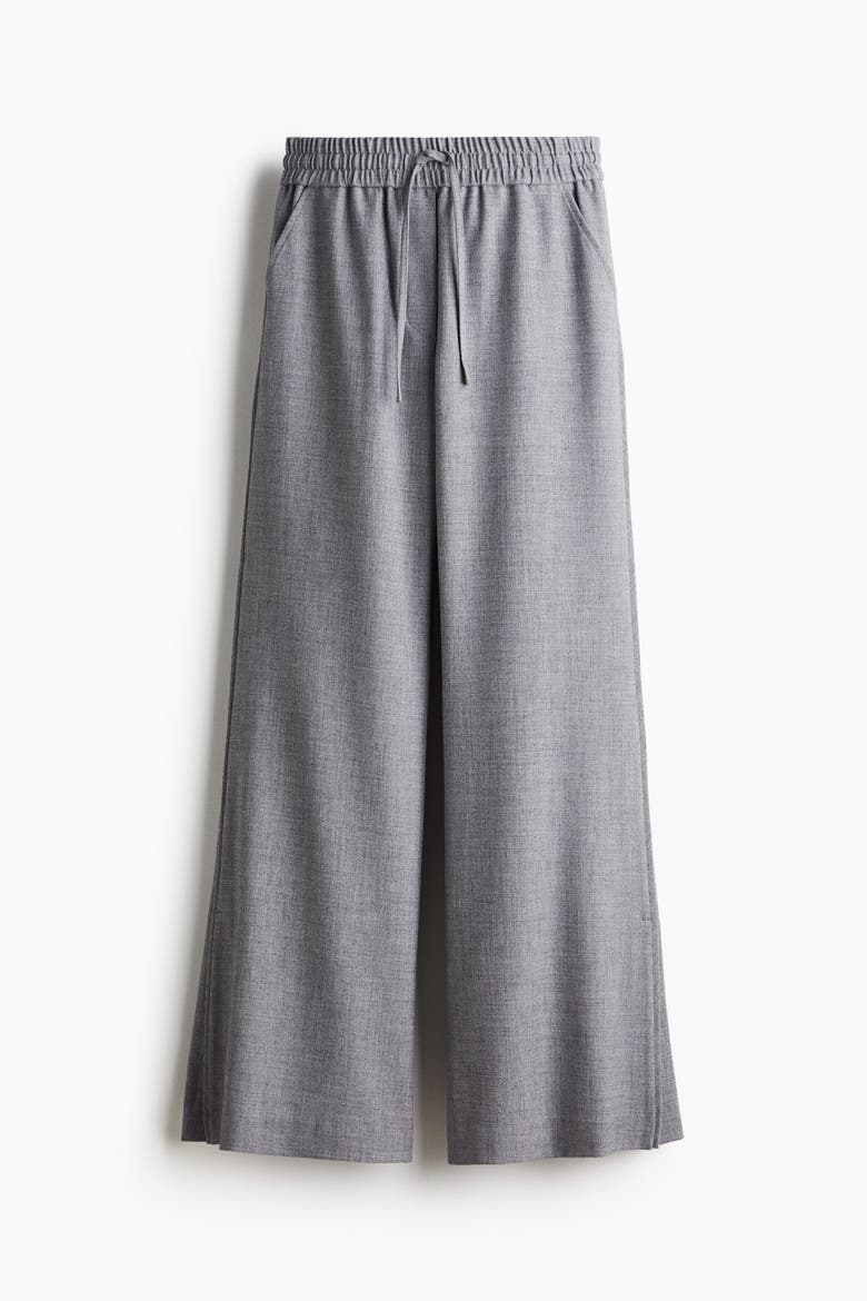 Flared Drawstring Trousers, Alternate, color, Gray melange