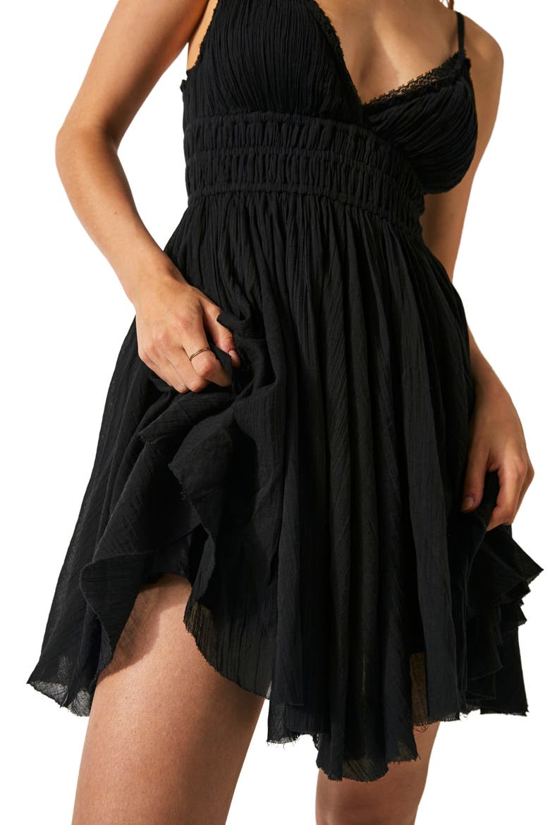 Delia Asymmetric Raw Hem Cotton Dress, Alternate, color, BLACK