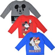 Disney Mickey Mouse 3-Pack Long Sleeve Graphic T-Shirts