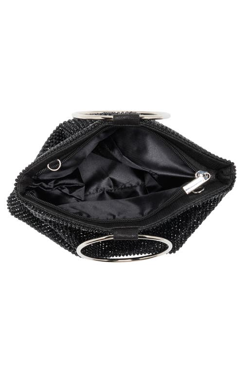 Jessica Mcclintock Nesta Ring Rhinestone Clutch In Black