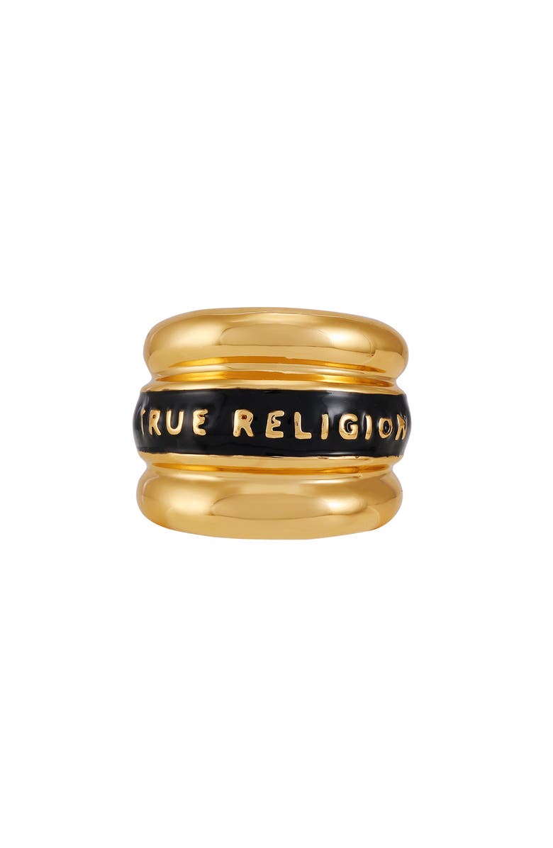 True Religion Logo Cigar Ring, Main, color, Gold Tone