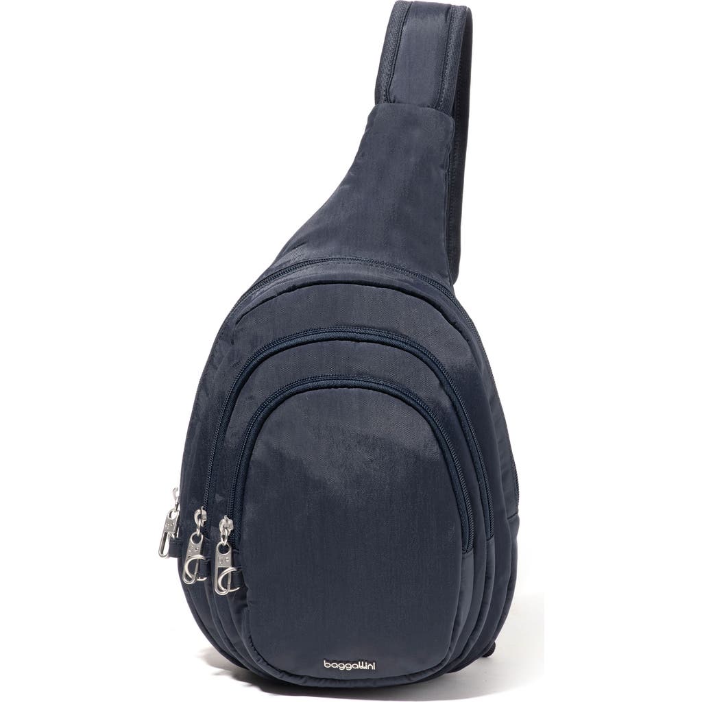 Baggallini Securtex Anti-theft Multi Zip Sling In Blue