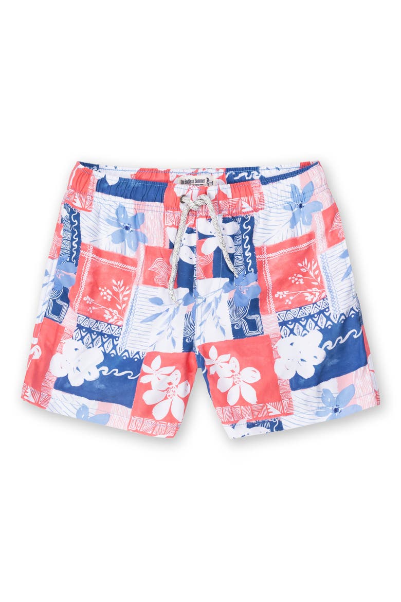 Kids' Patchwork Swim Shorts, Main, color, RED