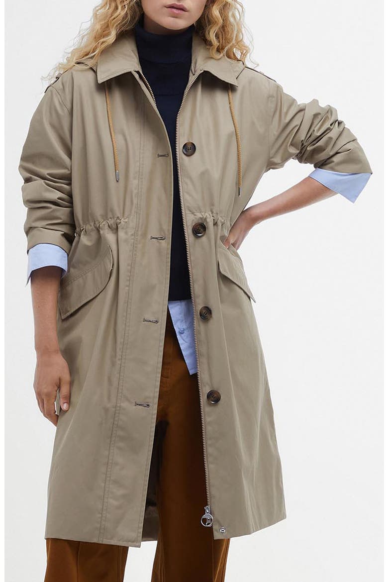 Fearne Waterproof Jacket with Removable Hood, Main, color, LIGHT TRENCH/ SKY DRESS TARTAN