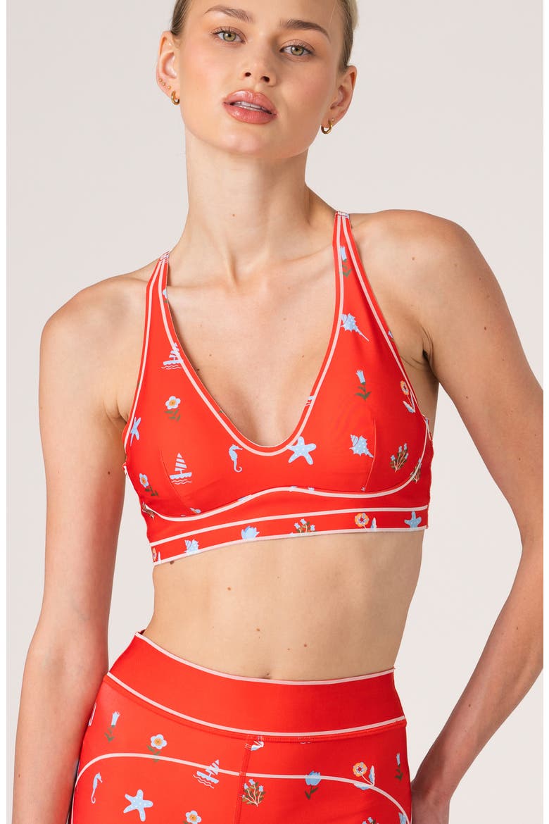 Red Tides Sports Bra, Main, color, Red