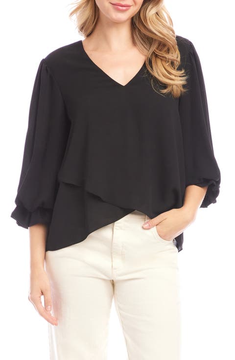Crossover Hem Asymmetric Top (Petite)