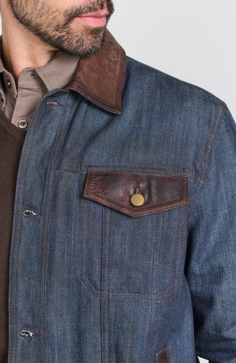 FLYNT Leather Trim Denim Jacket, Alternate, color, Denim Blue