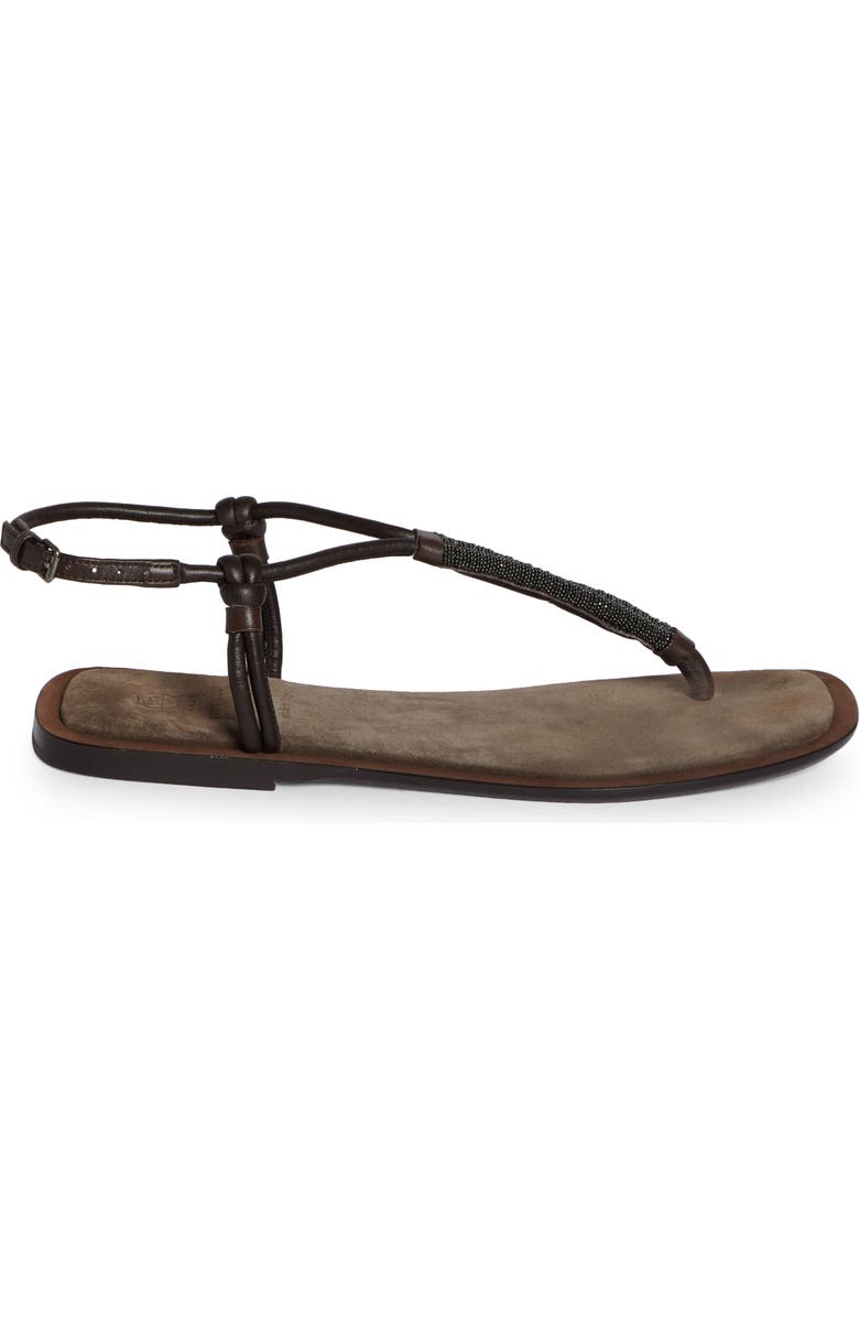 Brunello Cucinelli Monili T-Strap Sandal, Alternate, color,