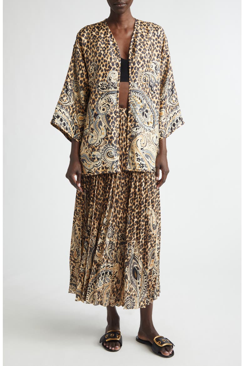 Kesa Print Silk Jacket, Alternate, color, BEIGE