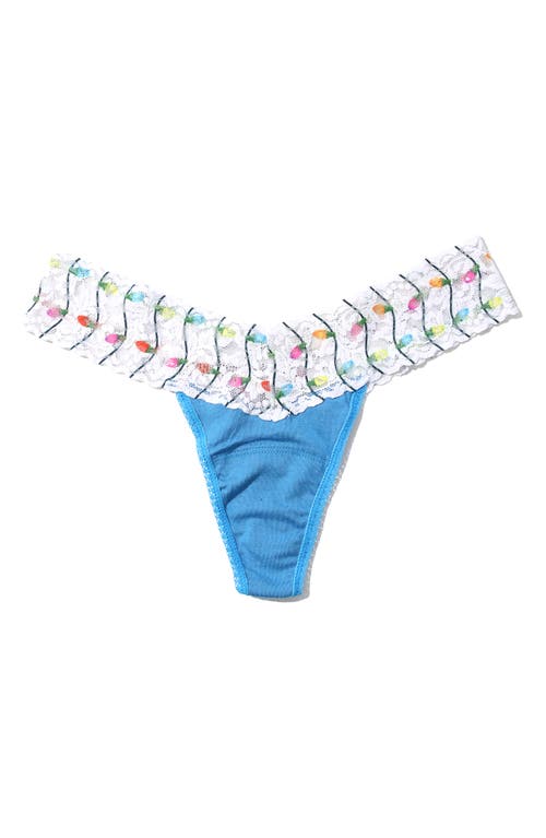 Hanky Panky Print Low Rise Jersey Thong in Laguna/Twinkle 