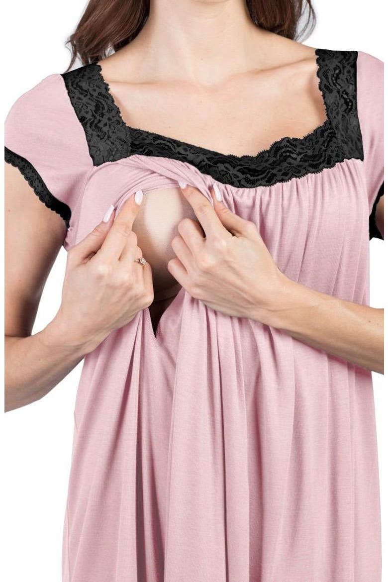 Joliet Maternity/Nursing Nightgown, Alternate, color, LIGHT PINK