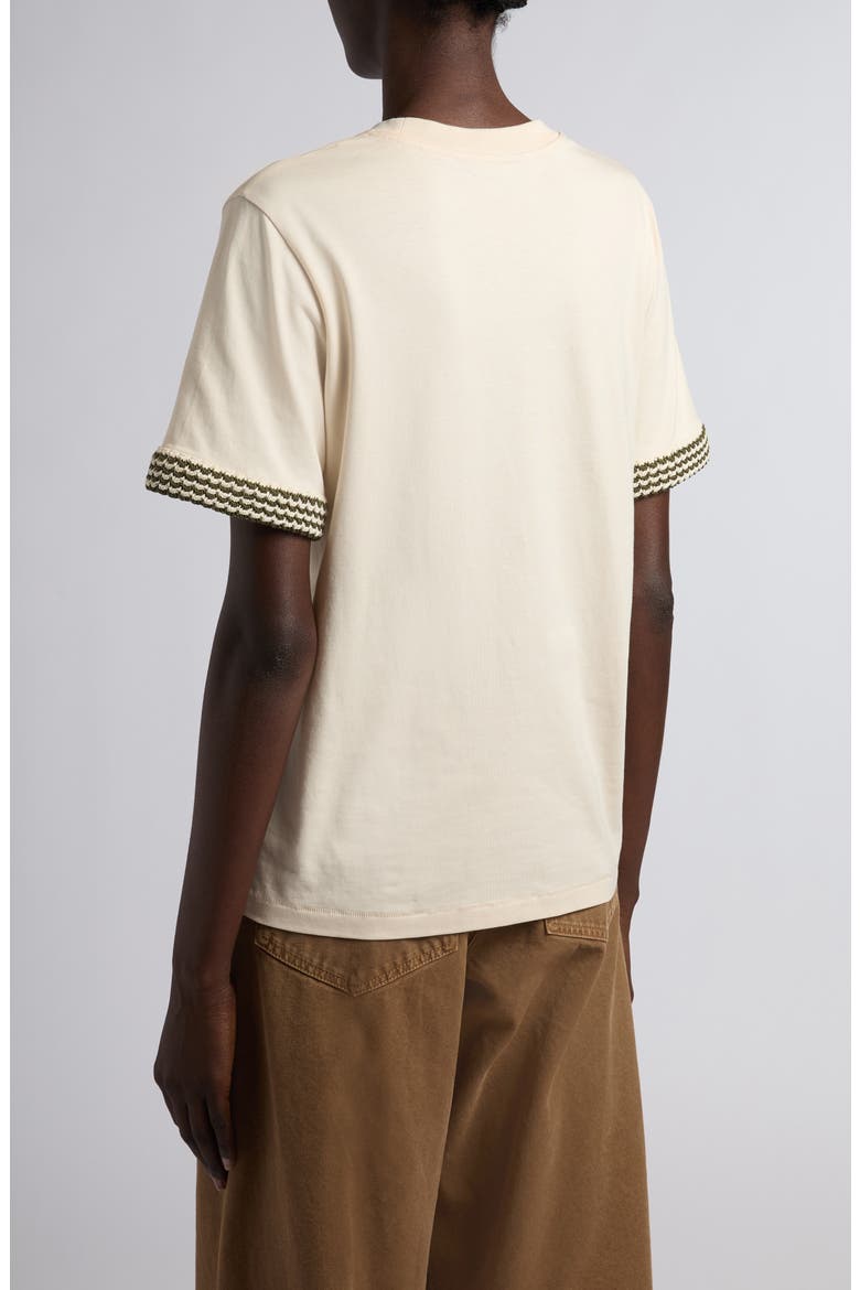 Knit Cuff Cotton T-Shirt, Alternate, color, BEIGE