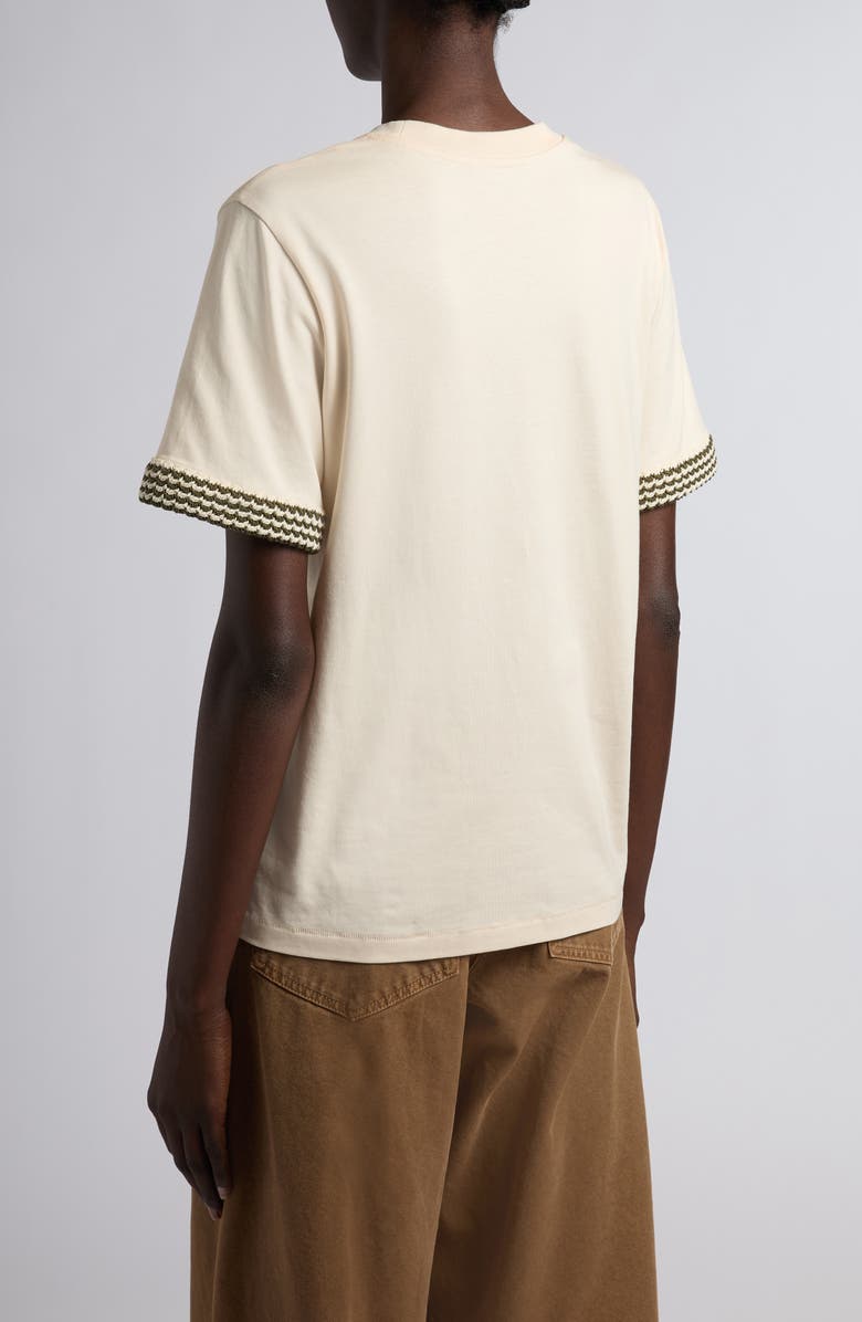 Moncler Knit Cuff Cotton T-Shirt, Alternate, color, Beige