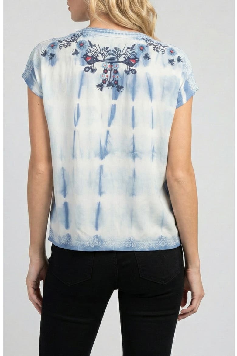 Embroidered Tie Dye Top, Alternate, color, INDIGO