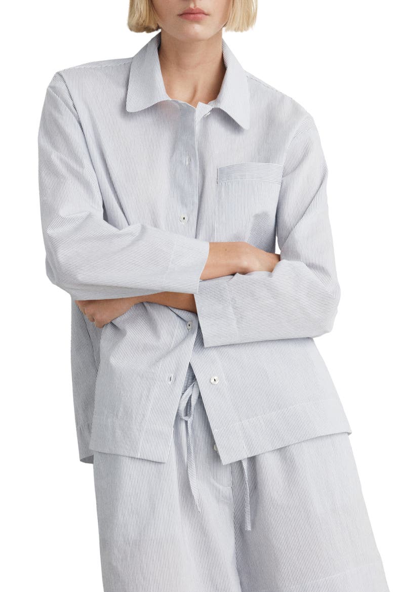 Stripe Cotton Blend Pajama Top, Main, color, WHITE