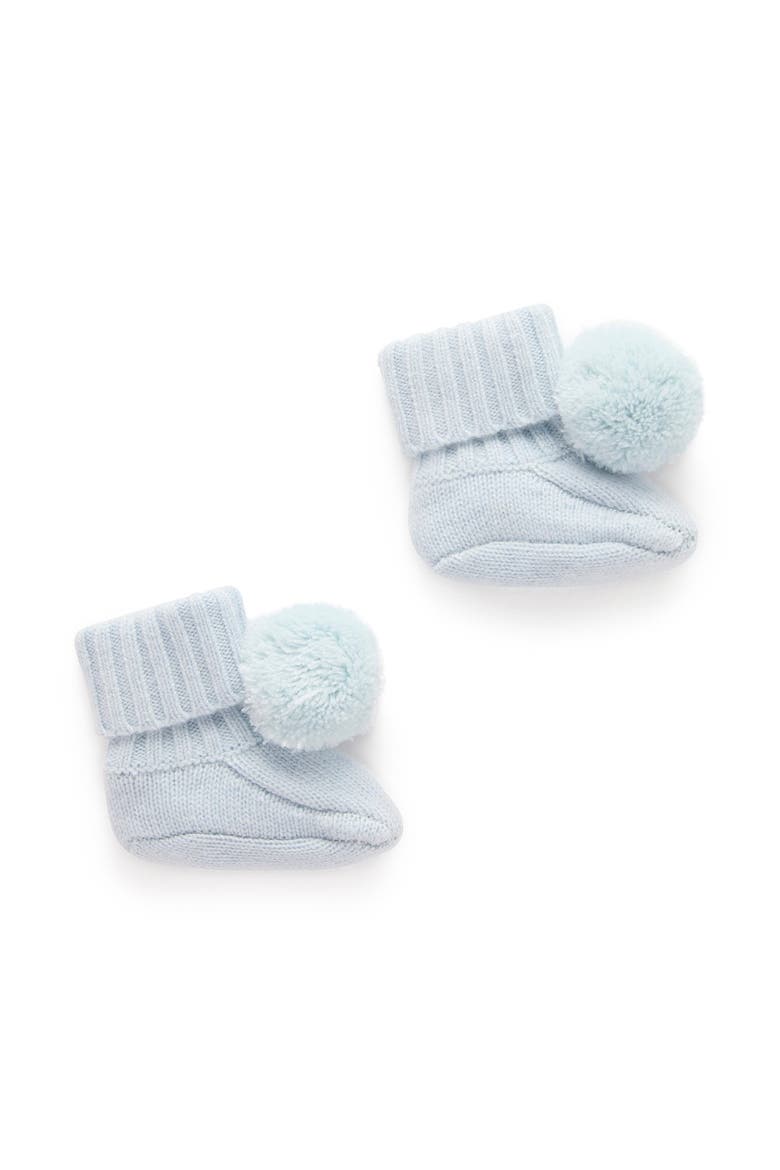 Cashmere Baby Boy Booties, Main, color, Pale Blue Melange