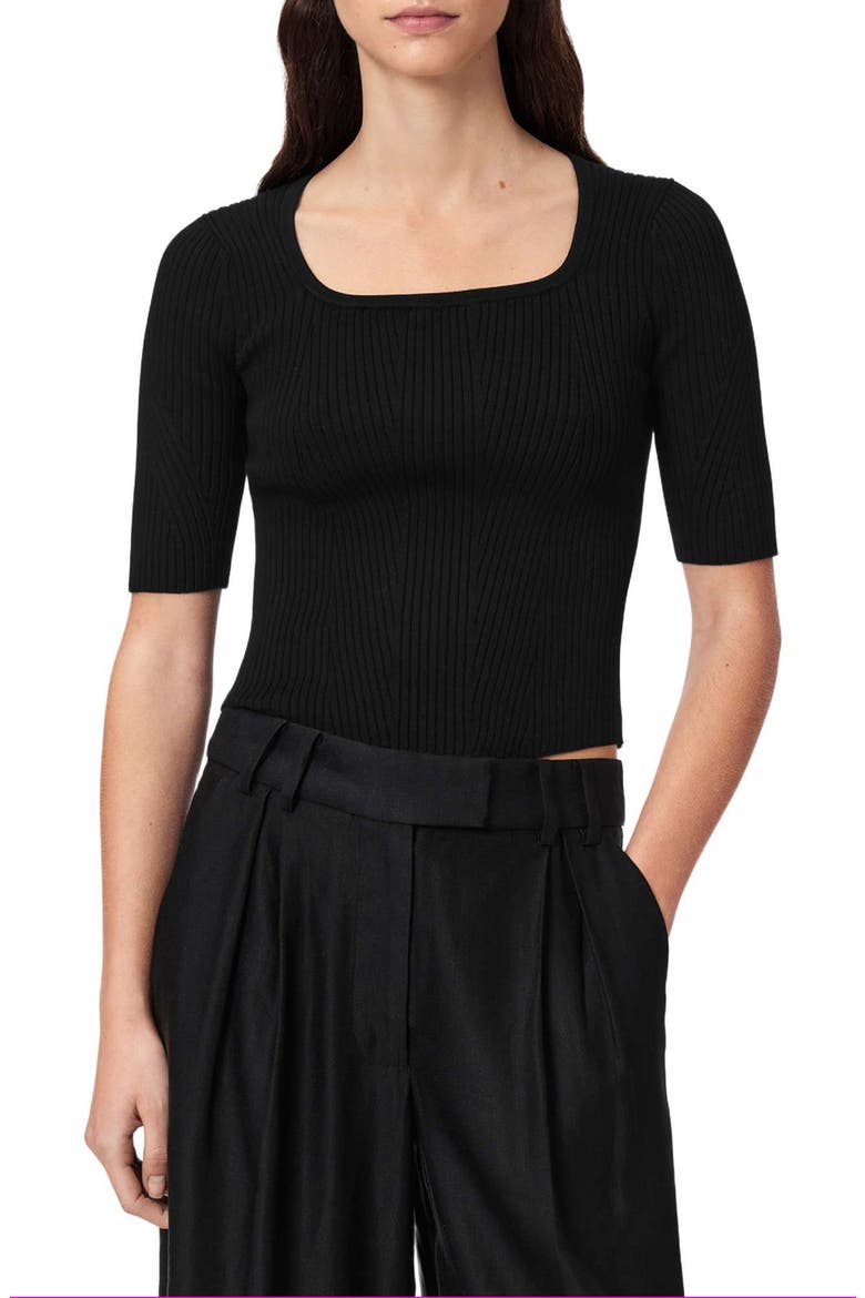 Cruz Hally Ribbed Top, Main, color, BLACK
