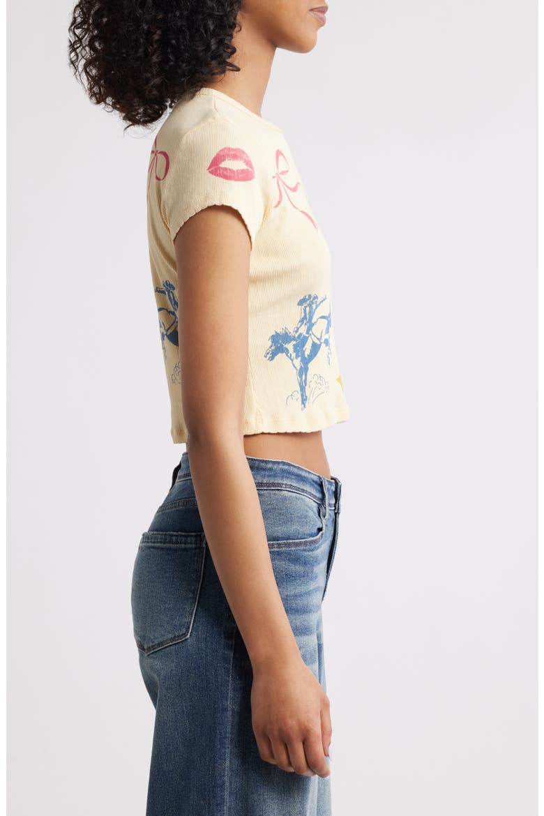 Western Flash Pointelle Cotton Graphic T-Shirt, Alternate, color, BUTTER YELLOW