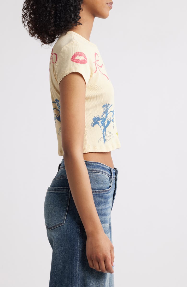 Daydreamer Western Flash Pointelle Cotton Graphic T-Shirt, Alternate, color, Butter Yellow