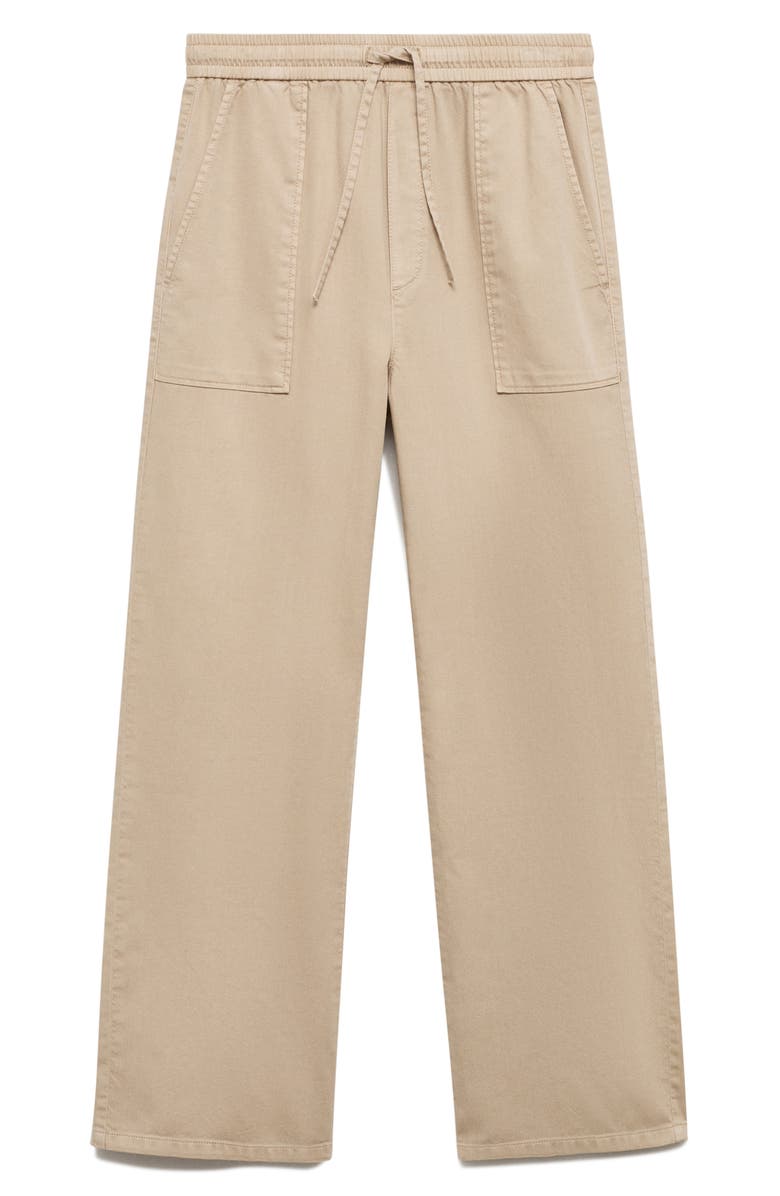 MANGO Elastic Waist Drawstring Pants, Alternate, color, Sand