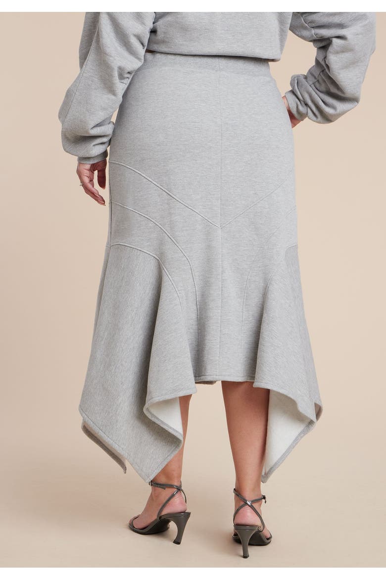 Seam Detail Trumpet French Terry Skirt, Alternate, color, HEATHER GREY