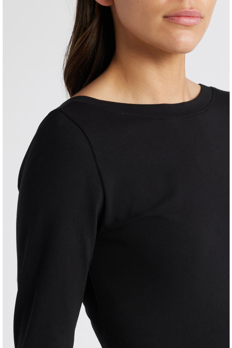 Open Back Long Sleeve Maxi Dress, Alternate, color, BLACK