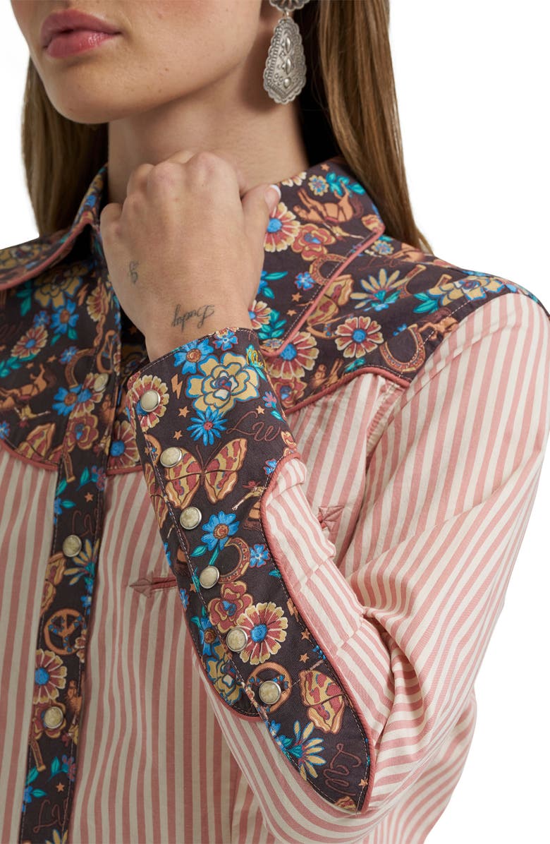 Wrangler x Lainey Wilson Prairie Print Western Snap Shirt, Alternate, color,