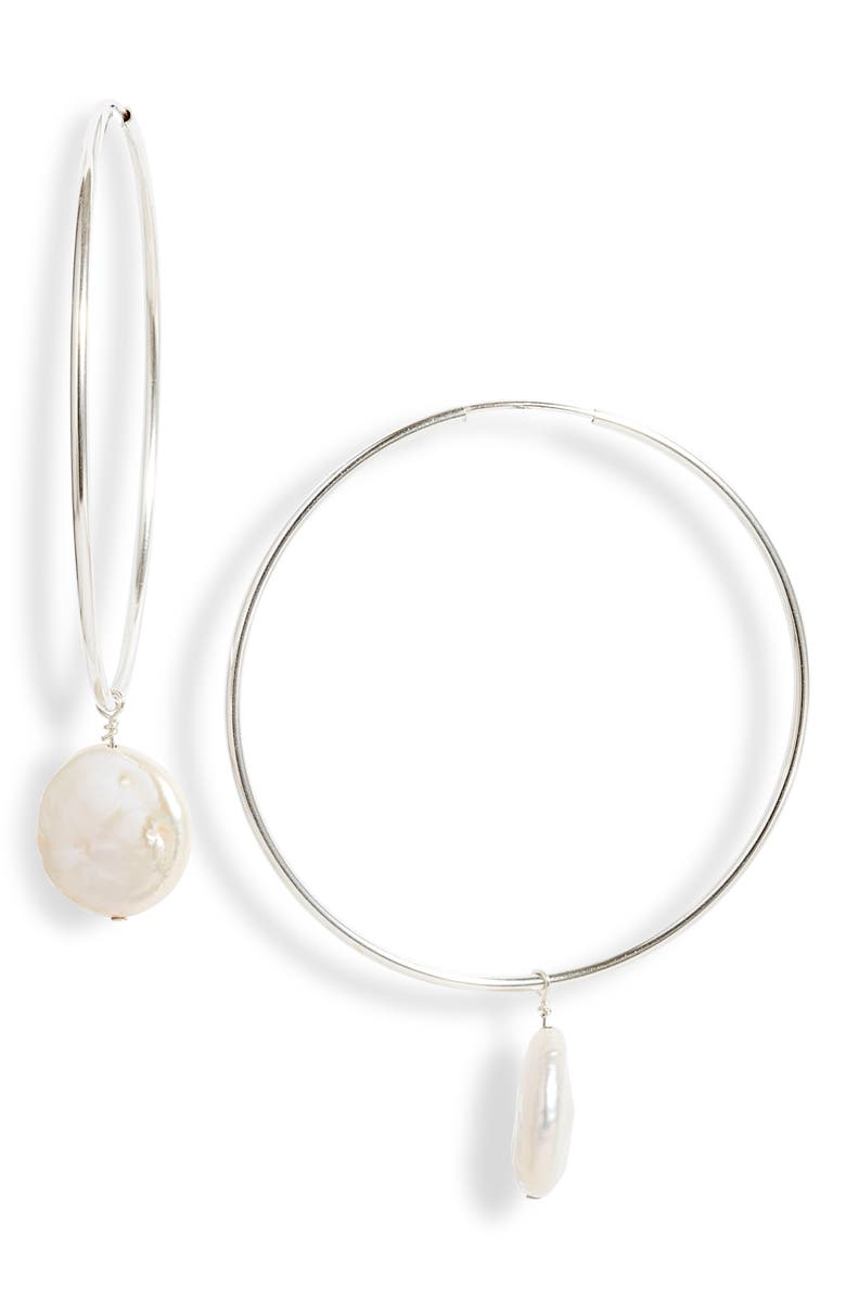Set & Stones Sierra Pearl Hoop Earrings, Main, color, 