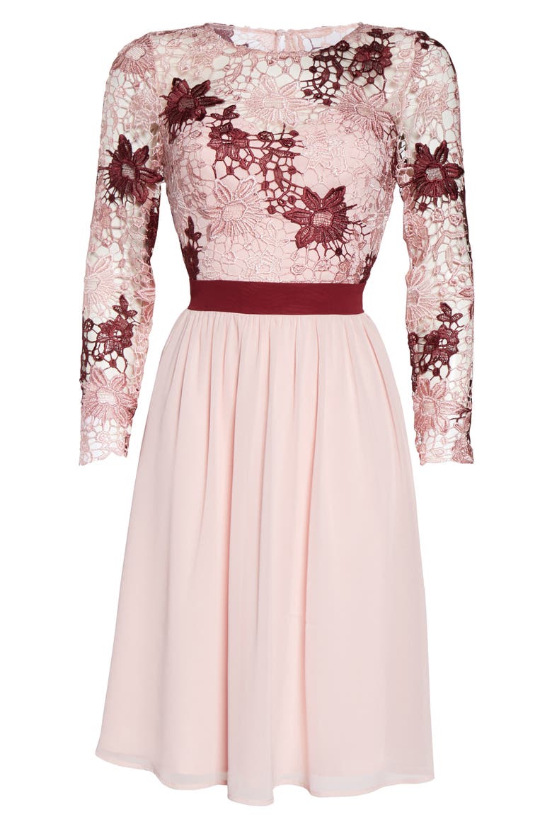 Sutton Long Sleeve A-Line Dress, Alternate, color, PINK