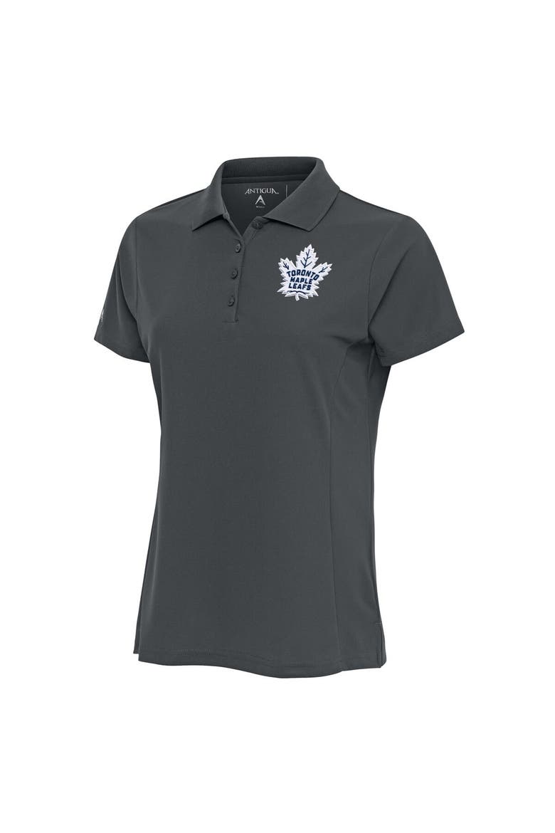 Women's Antigua Charcoal Toronto Maple Leafs Team Logo Legacy Pique Polo, Main, color, Charcoal