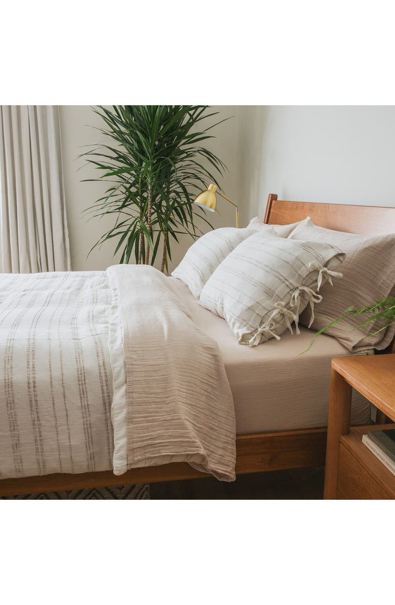 Crane Air Beige Stripe Set of 2 Pillow Shams, Alternate, color, White Beige Stripe