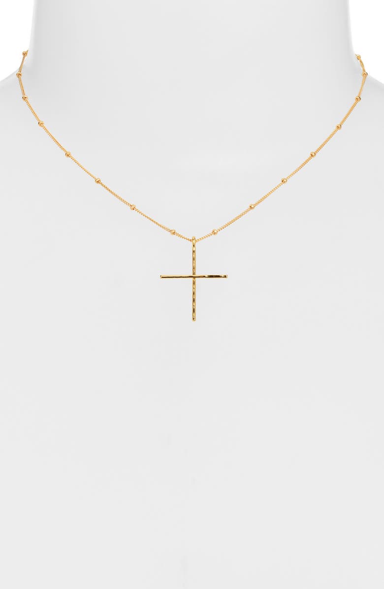 Kiara by Ki-ele Dainty Cross Pendant Necklace, Alternate, color, Gold