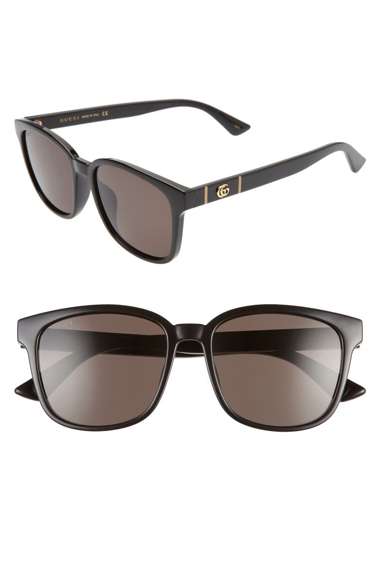 56mm Square Sunglasses, Main, color, BLACK/ GREY