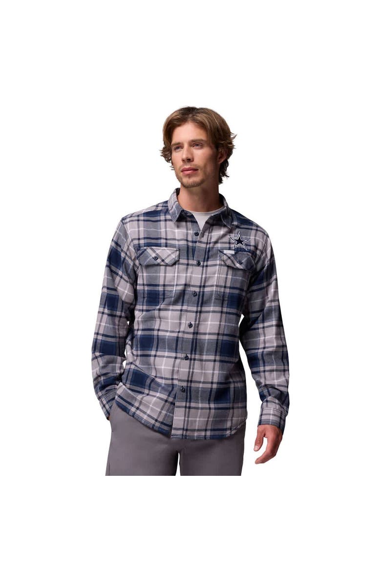 Men's Columbia  Navy Dallas Cowboys Flare Gun Long-Sleeve Button-Up Flannel Shirt, Main, color, Navy