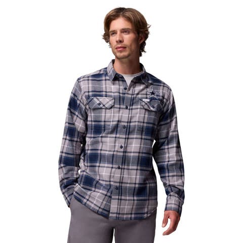 Men's Columbia  Navy Dallas Cowboys Flare Gun Long-Sleeve Button-Up Flannel Shirt