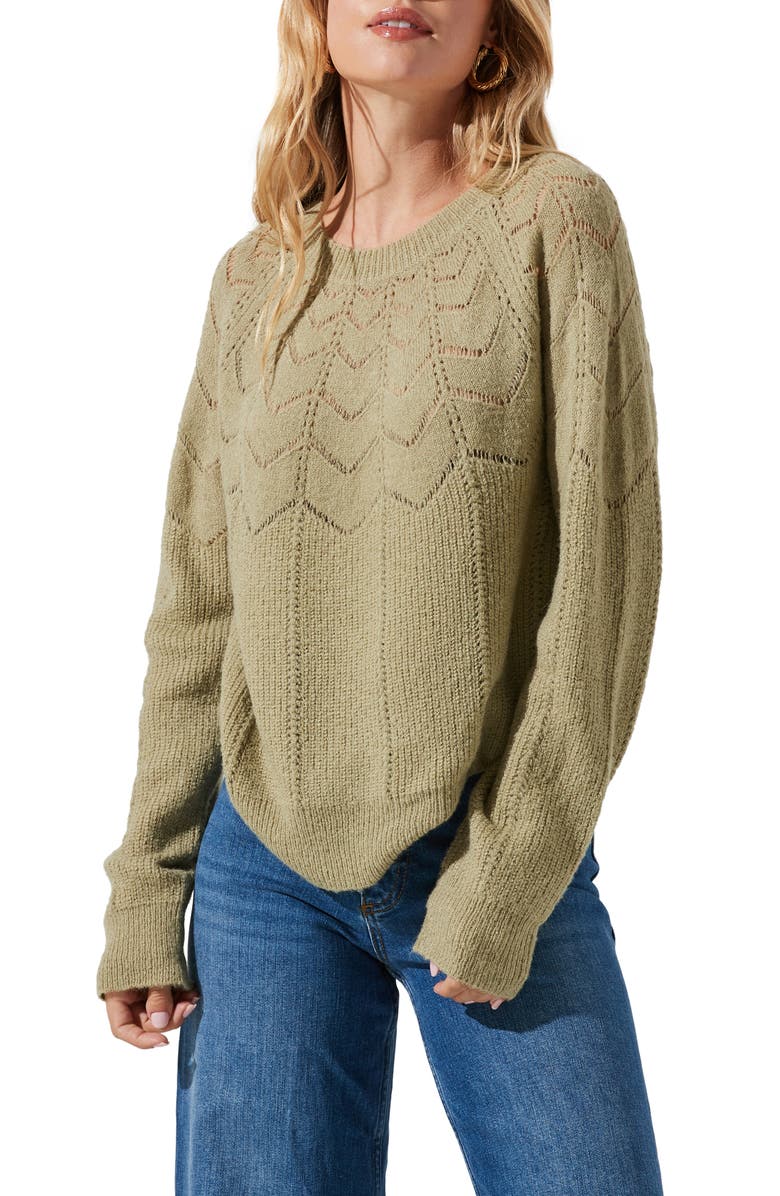 ASTR the Label Pointelle Sweater, Main, color, 