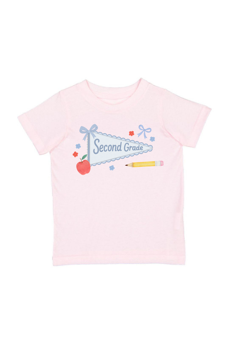 Second Grade Pennant Short Sleeve T-Shirt, Main, color, Ballet Pink