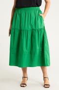 SUGARLIPS Floral Tiered Cotton Maxi Skirt