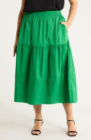 SUGARLIPS Floral Tiered Cotton Maxi Skirt