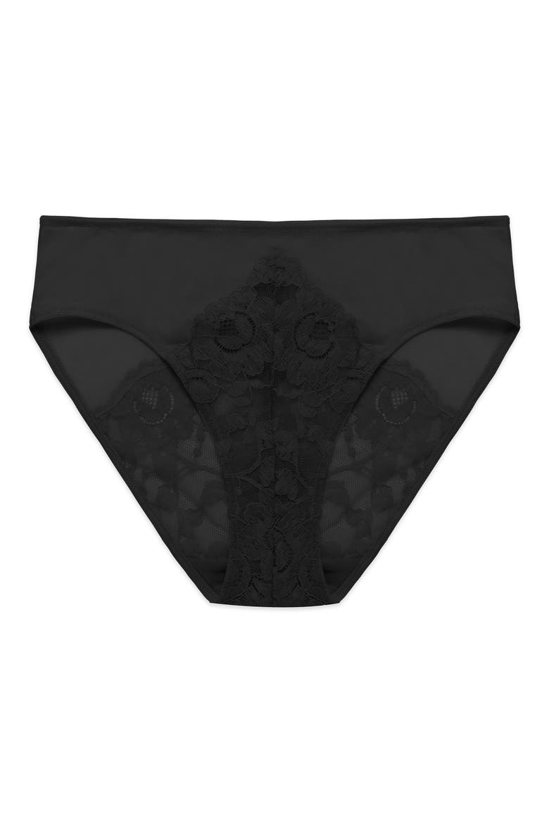 Peony Lace & Mesh Hipster Panties, Main, color, BLACK